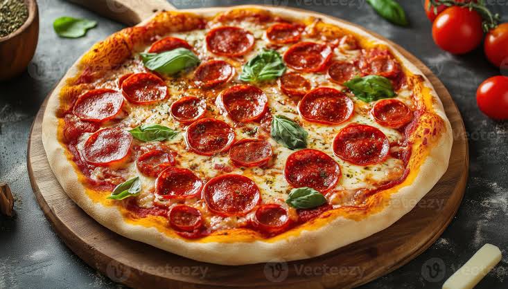 Pizza Italiana — Mussarela, salame, tomate e manjericão