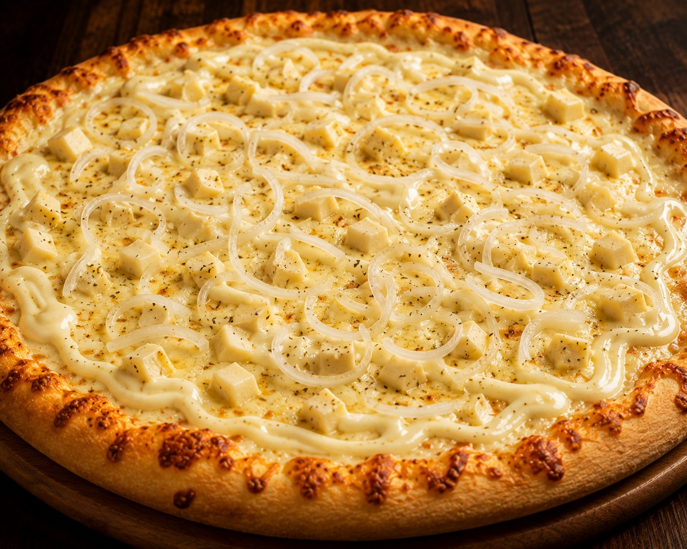 Pizza Mussarela III — Palmito, champignon, bacon e mussarela