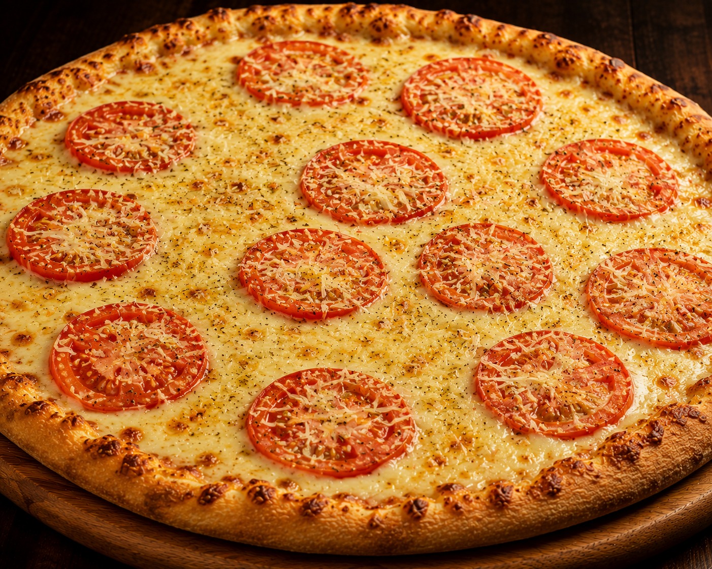 Pizza Napolitana — Mussarela, parmesão e rodelas de tomate